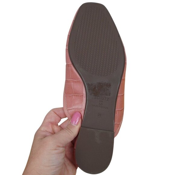 Schutz "Carlene" Rosa Croc Embossed Mule Ballet Flats‎ Sz 6B - Picture 7 of 9
